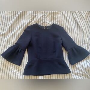 Navy Blue Peplum Women's Blouse